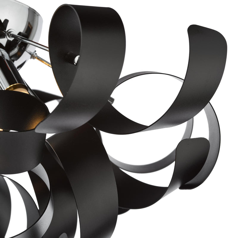 Dar Lighting Swash 4 Light Flush Polished Chrome With Black Ribbons • SWA0450-03
