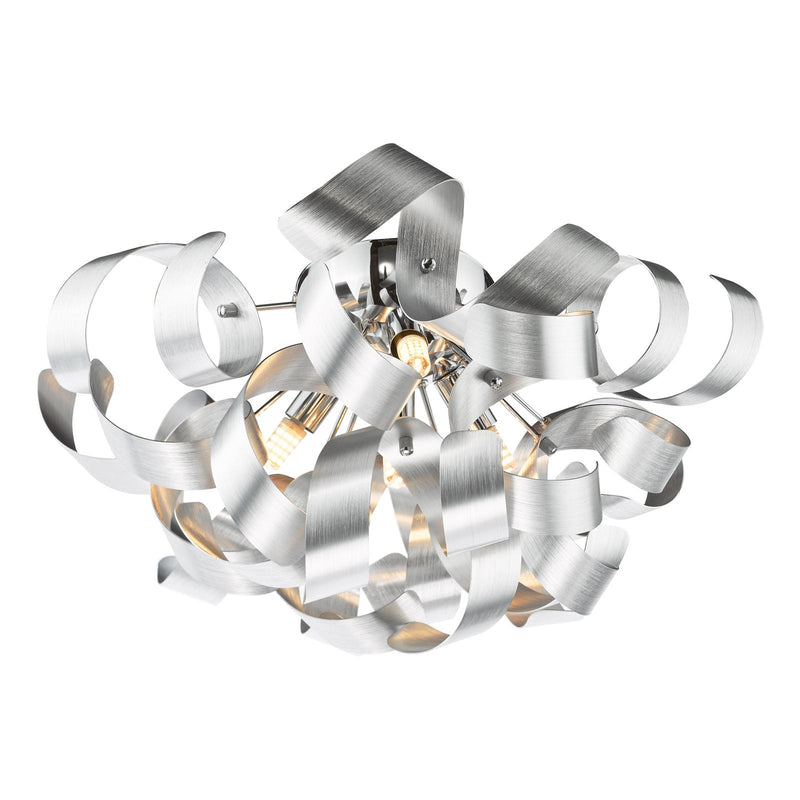 Dar Lighting Swash 4 Light Flush Polished Chrome With Aluminium Ribbons • SWA0450-04
