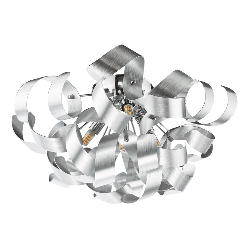 Dar Lighting Swash 4 Light Flush Polished Chrome With Aluminium Ribbons • SWA0450-04