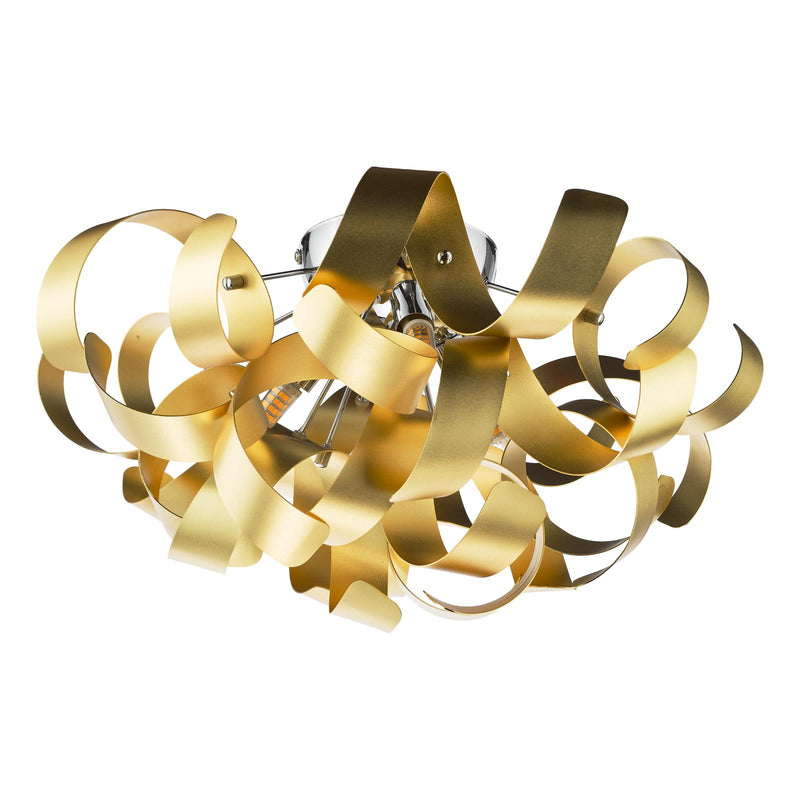Dar Lighting Swash 4 Light Flush Polished Chrome With Gold Ribbons • SWA0450-05