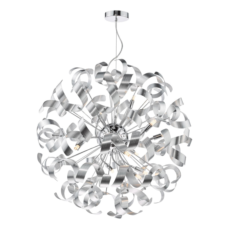 Dar Lighting Swash 12 Light Pendant Polished Chrome With Aluminium Ribbons • SWA1250-04