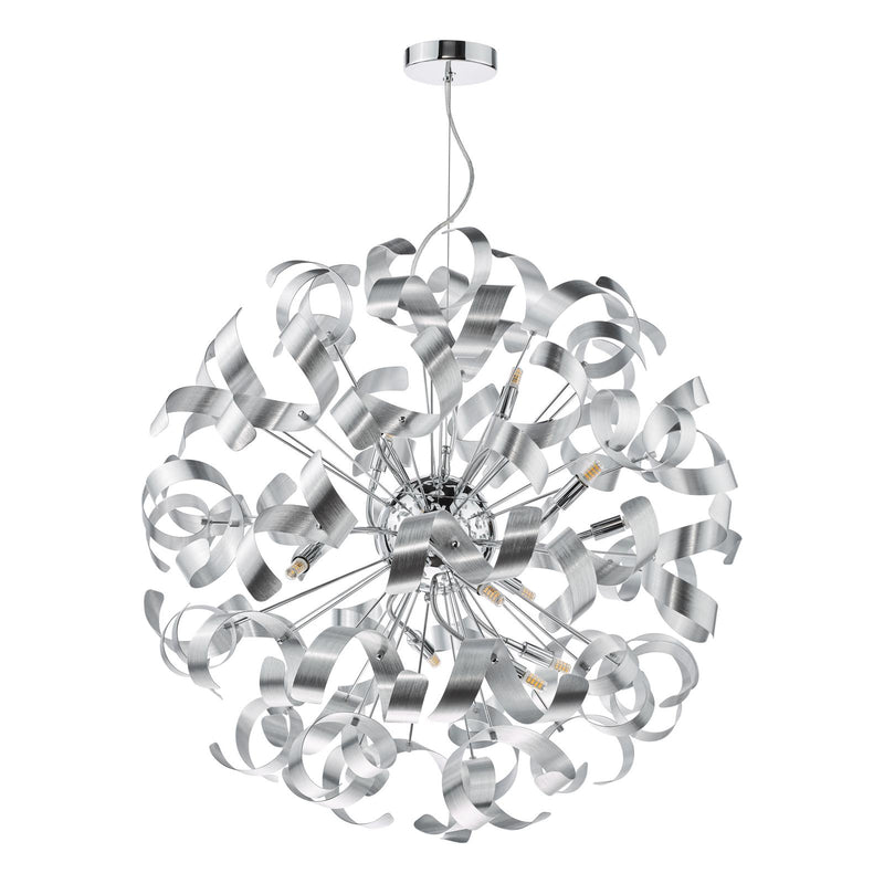 Dar Lighting Swash 12 Light Pendant Polished Chrome With Aluminium Ribbons • SWA1250-04