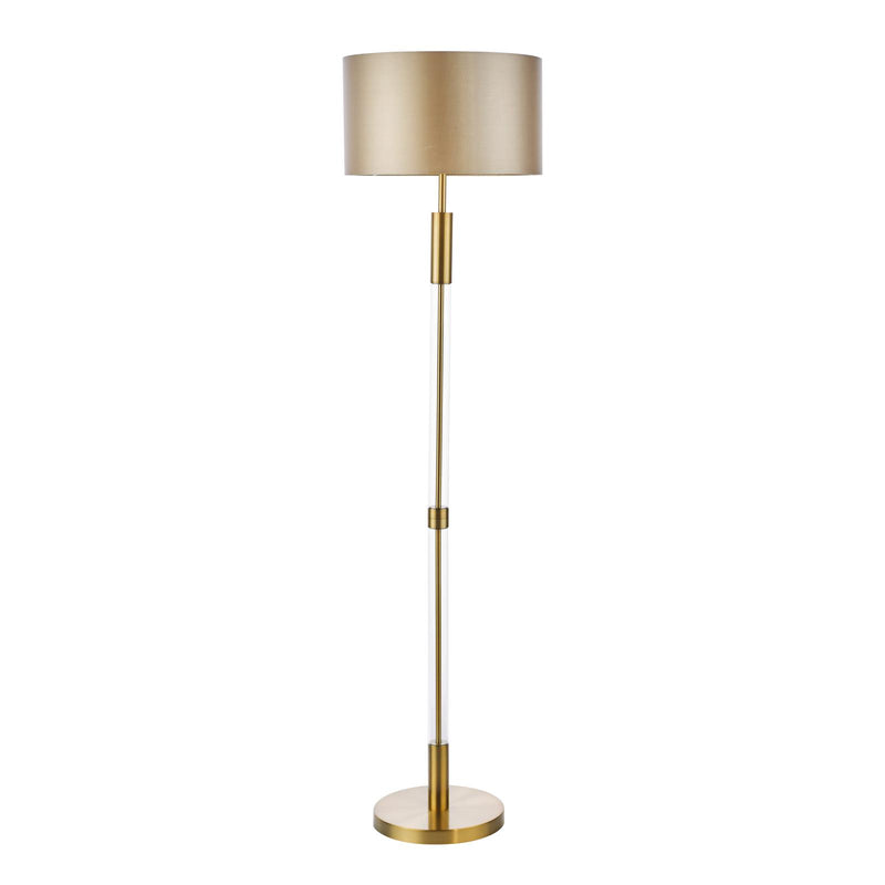 Dar Lighting Sylvester Floor Lamp Antique Brass and Glass With Shade • SYL4975-LYR1629