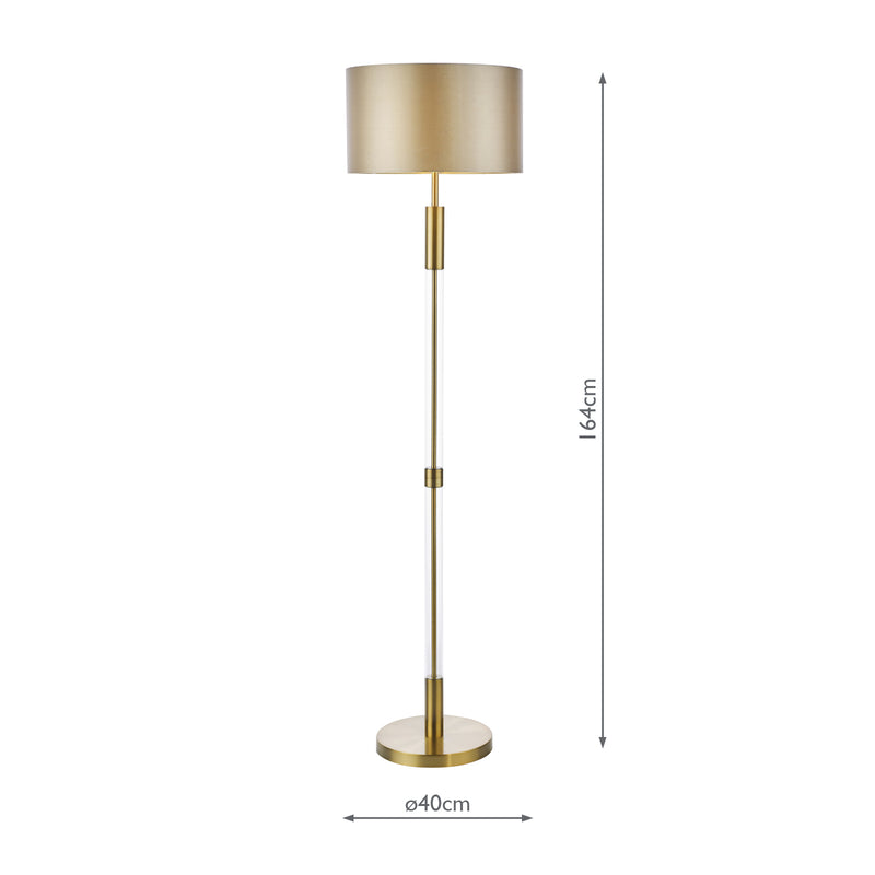 Dar Lighting Sylvester Floor Lamp Antique Brass and Glass With Shade • SYL4975-LYR1629