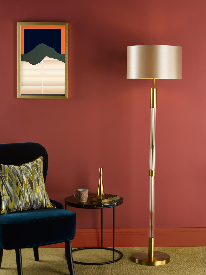 Dar Lighting Sylvester Floor Lamp Antique Brass and Glass Base Only • SYL4975