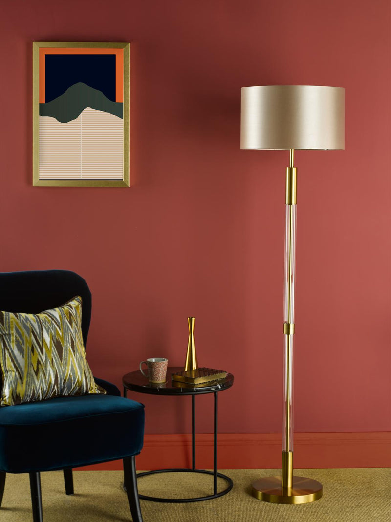 Dar Lighting Sylvester Floor Lamp Antique Brass and Glass Base Only • SYL4975