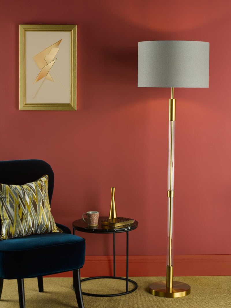 Dar Lighting Sylvester Floor Lamp Antique Brass and Glass Base Only • SYL4975