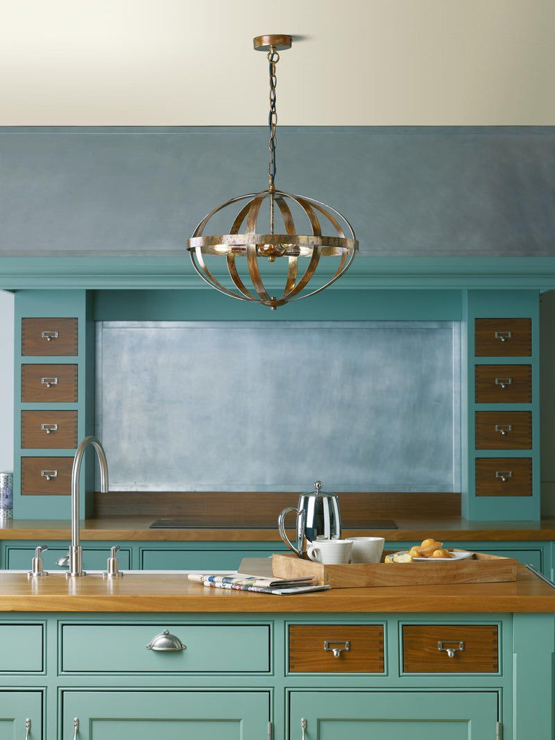 Dar Lighting Symbol 3 Light Pendant Petrol Copper • SYM0364