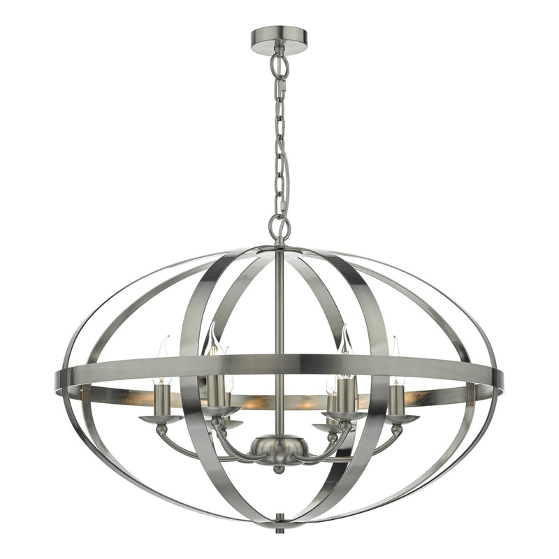 Dar Lighting Symbol 6lt Pendant Satin Chrome • SYM0646