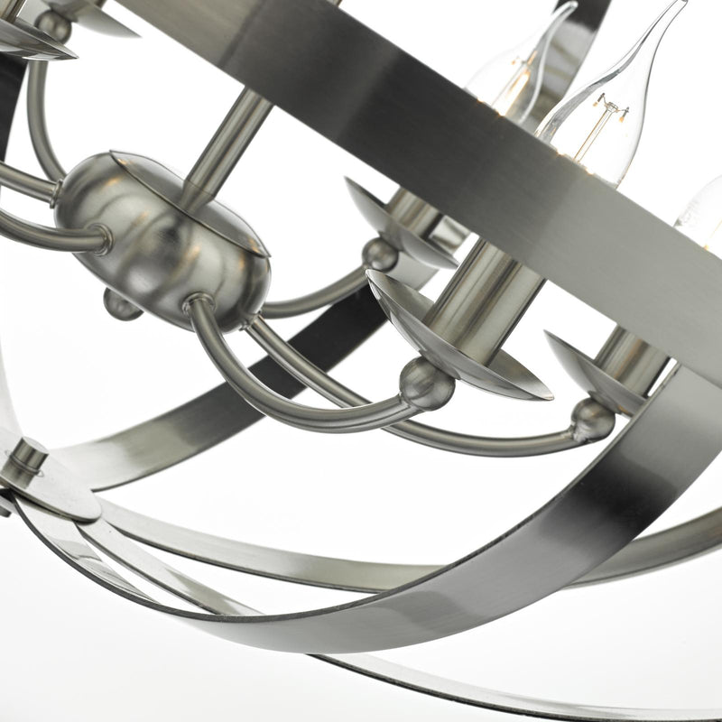 Dar Lighting Symbol 6lt Pendant Satin Chrome • SYM0646