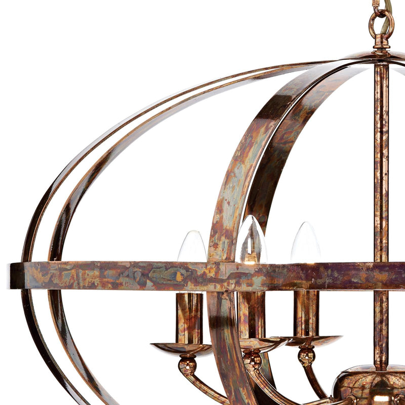 Dar Lighting Symbol 6 Light Pendant Petrol Copper • SYM0664