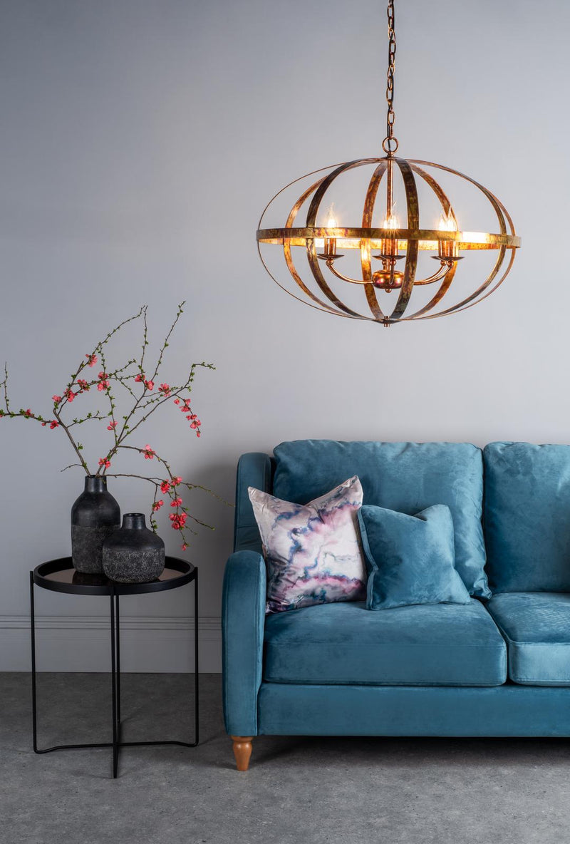 Dar Lighting Symbol 6 Light Pendant Petrol Copper • SYM0664