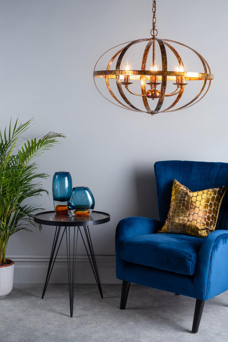 Dar Lighting Symbol 6 Light Pendant Petrol Copper • SYM0664