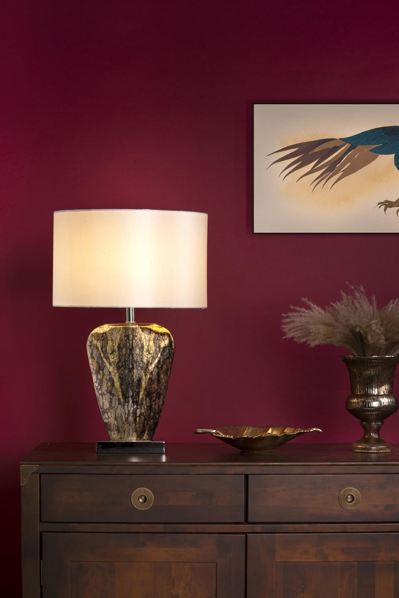 Dar Lighting Syracuse Table Lamp Mercury Glass With Shade • SYR4235