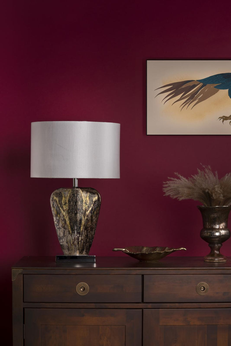 Dar Lighting Syracuse Table Lamp Mercury Glass With Shade • SYR4235