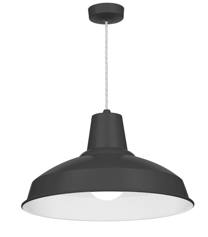 David Hunt Lighting Reclamation 1 Light Black/White Gloss Pendant • REC0199