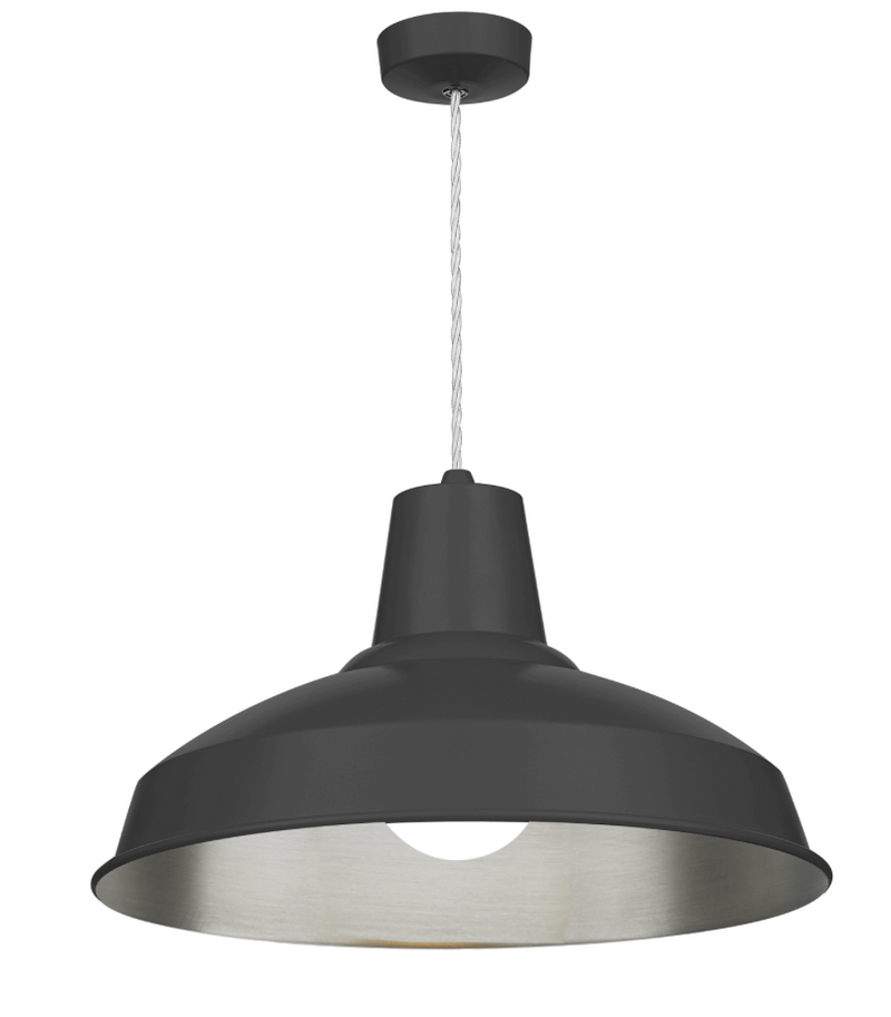 David Hunt Lighting Reclamation 1 Light Black/Brushed Chrome Pendant • REC0199