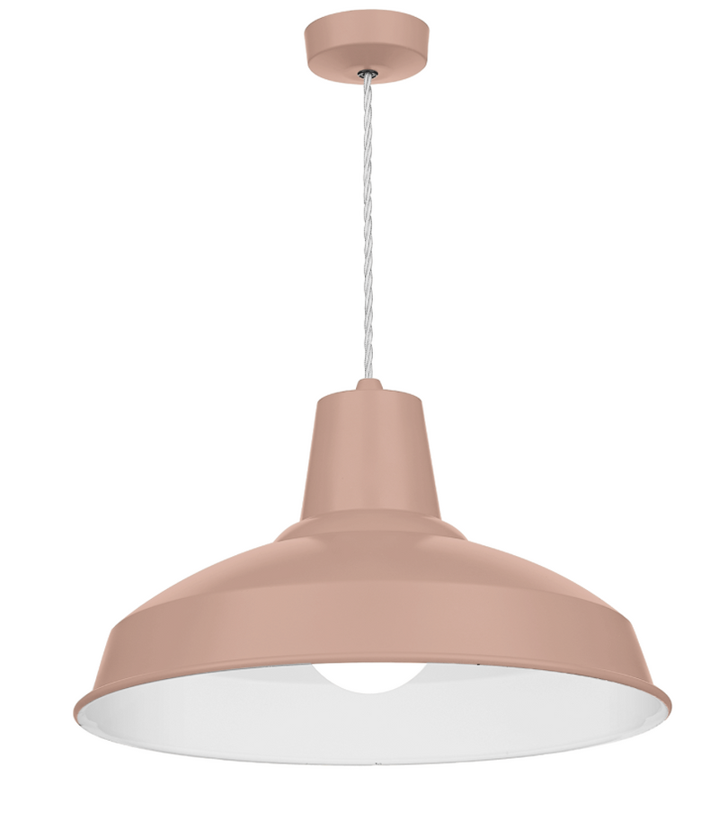 David Hunt Lighting Reclamation 1 Light Blush Pink/White Gloss Pendant •