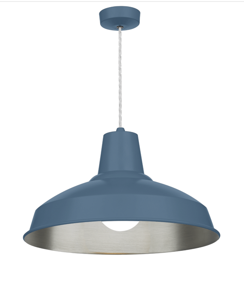 David Hunt Lighting Reclamation 1 Light Persian Blue/Brushed Chrome Pendant • REC0199