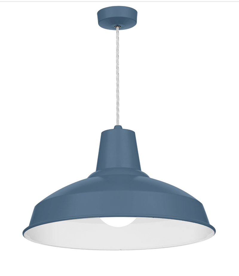 David Hunt Lighting Reclamation 1 Light Persian Blue /White Gloss Pendant • REC0199