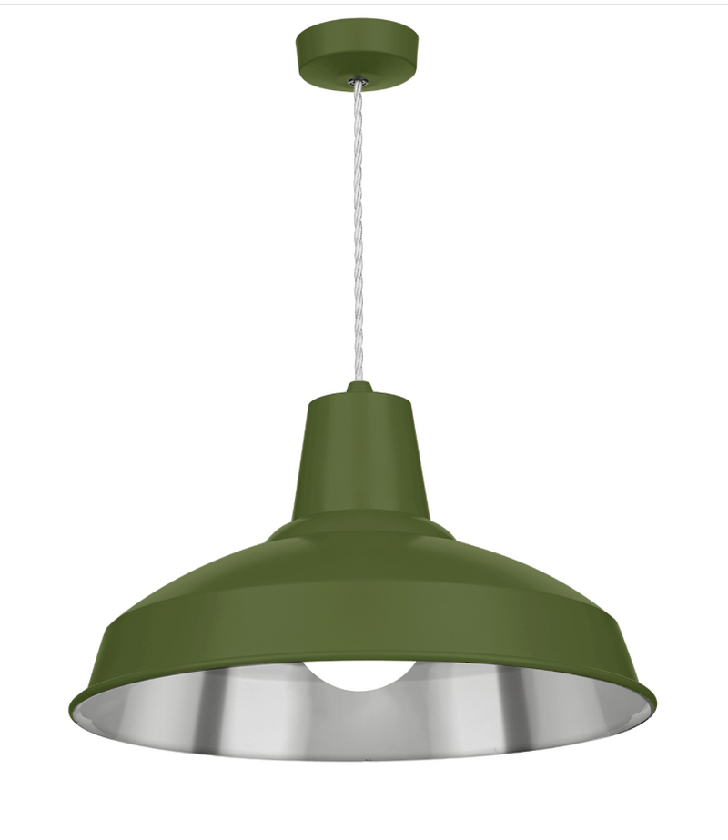 David Hunt Lighting Reclamation 1 Light Juniper Green/Chrome Pendant • REC0199