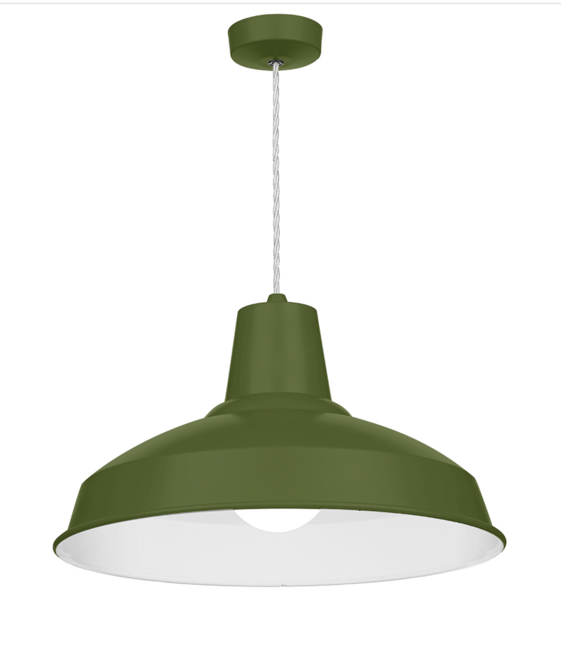 David Hunt Lighting Reclamation 1 Light Juniper Green/White Gloss Pendant • REC0199
