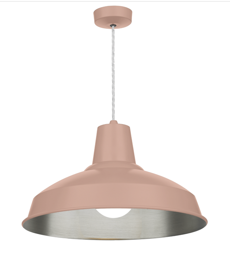David Hunt Lighting Reclamation 1 Light Blush Pink/Brushed Chrome Pendant • REC0199