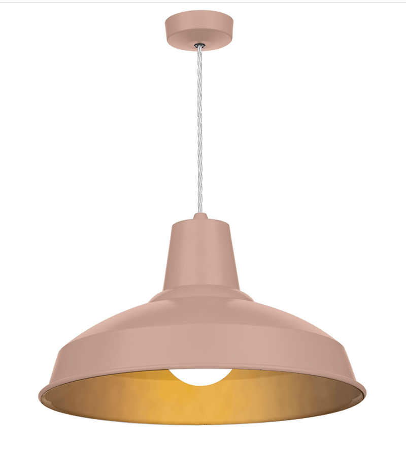 David Hunt Lighting Reclamation 1 Light Blush Pink/Antique Brass Pendant • REC0199