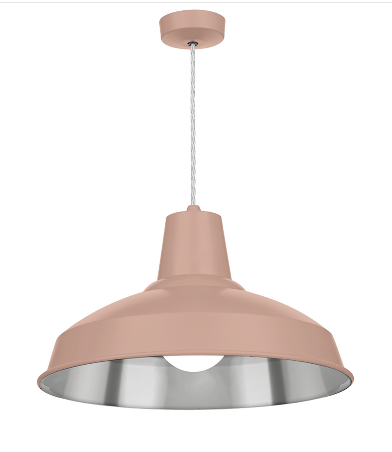 David Hunt Lighting Reclamation 1 Light Blush Pink/Chrome Pendant • REC0199
