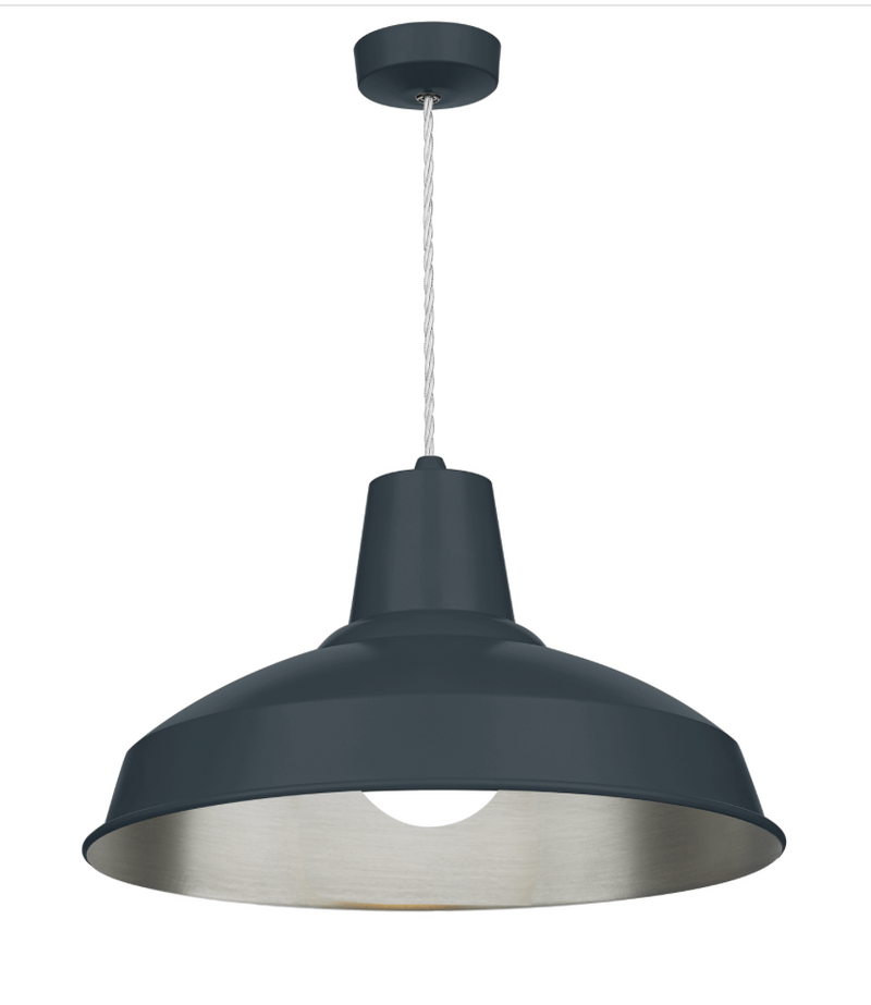David Hunt Lighting Reclamation 1 Light Smoke Blue/Brushed Chrome Pendant • REC0199