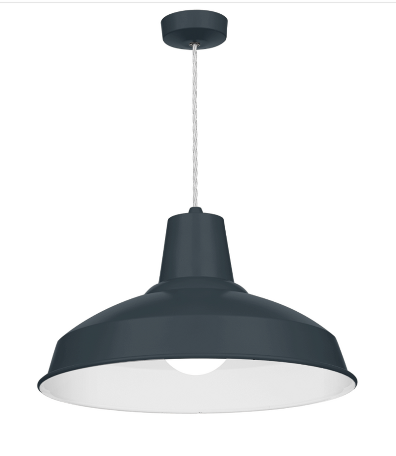 David Hunt Lighting Reclamation 1 Light Smoke Blue/White Gloss Pendant • REC0199