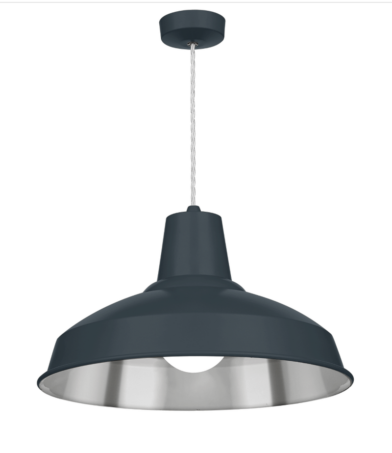 David Hunt Lighting Reclamation 1 Light Smoke Blue/Chrome Pendant • REC0199