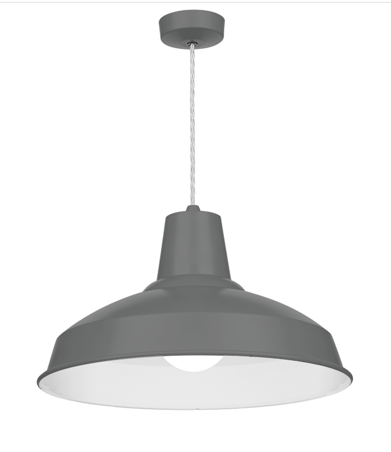 David Hunt Lighting Reclamation 1 Light Lead Grey/White Gloss Pendant • REC0199