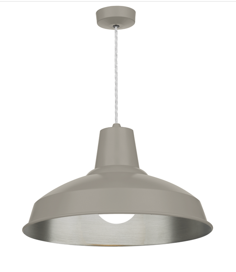David Hunt Lighting Reclamation 1 Light Powder Grey/Brushed Chrome Pendant • REC0199