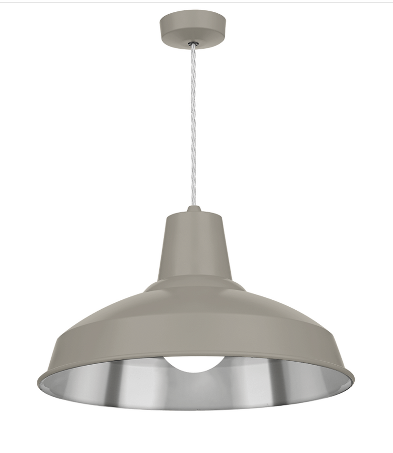David Hunt Lighting Reclamation 1 Light Powder Grey/Chrome Pendant • REC0199