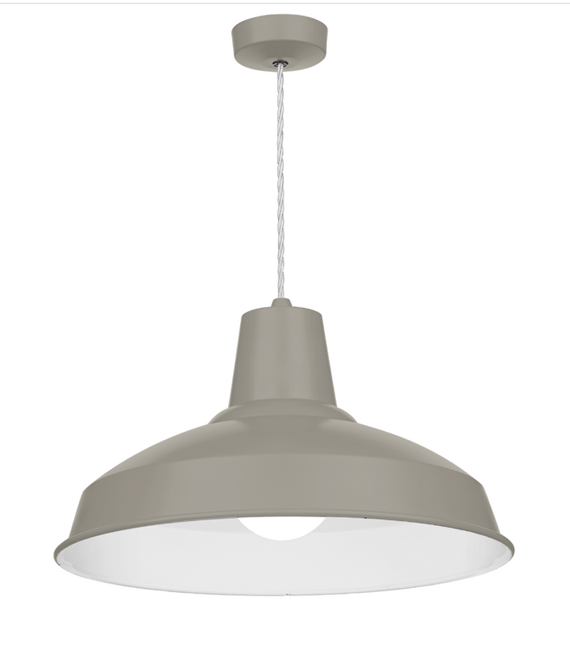 David Hunt Lighting Reclamation 1 Light Powder Grey /White Gloss Pendant • REC0199