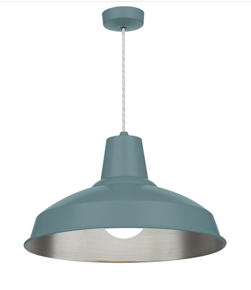 David Hunt Lighting Reclamation 1 Light River Blue/Brushed Chrome Pendant • REC0199