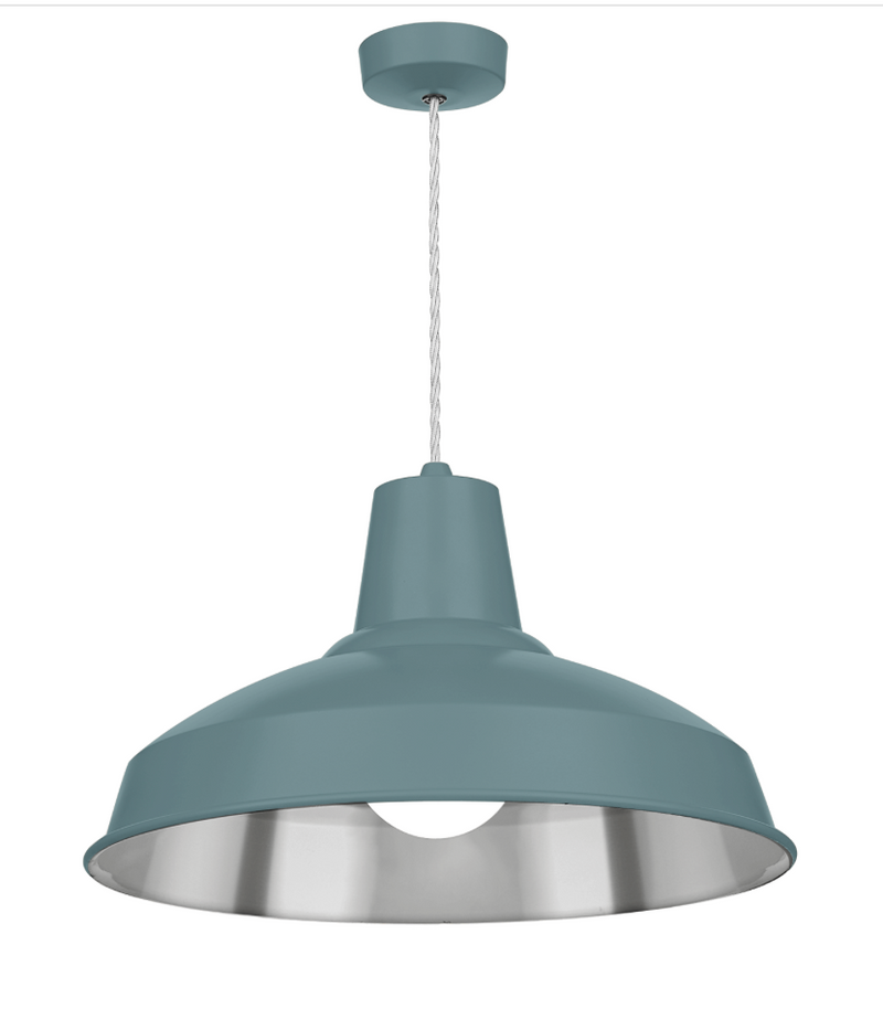 David Hunt Lighting Reclamation 1 Light River Blue/Chrome Pendant • REC0199