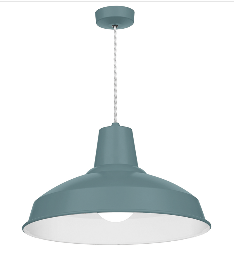 David Hunt Lighting Reclamation 1 Light River Blue/Gloss White Pendant • REC0199