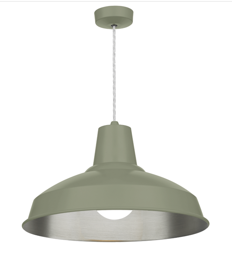 David Hunt Lighting Reclamation 1 Light Sage/Brushed Chrome Pendant • REC0199