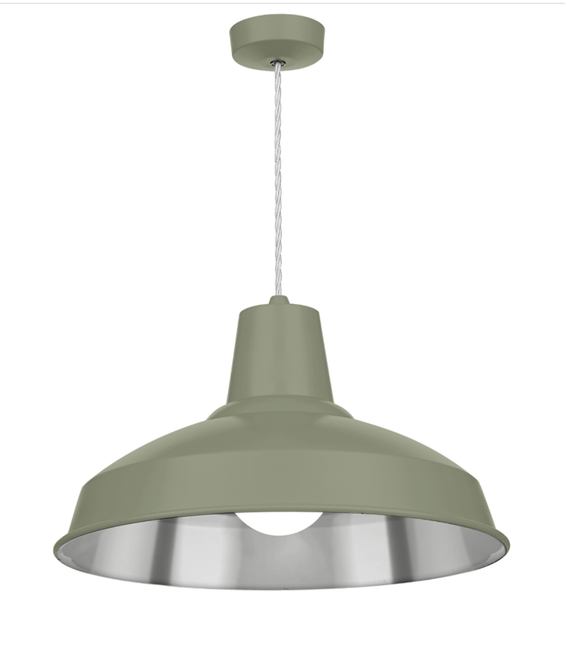 David Hunt Lighting Reclamation 1 Light Sage/Chrome Pendant • REC0199
