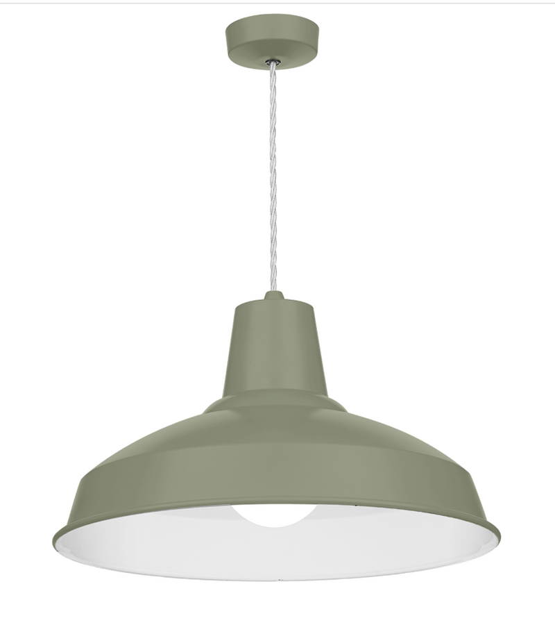 David Hunt Lighting Reclamation 1 Light Sage/Gloss White Pendant • REC0199