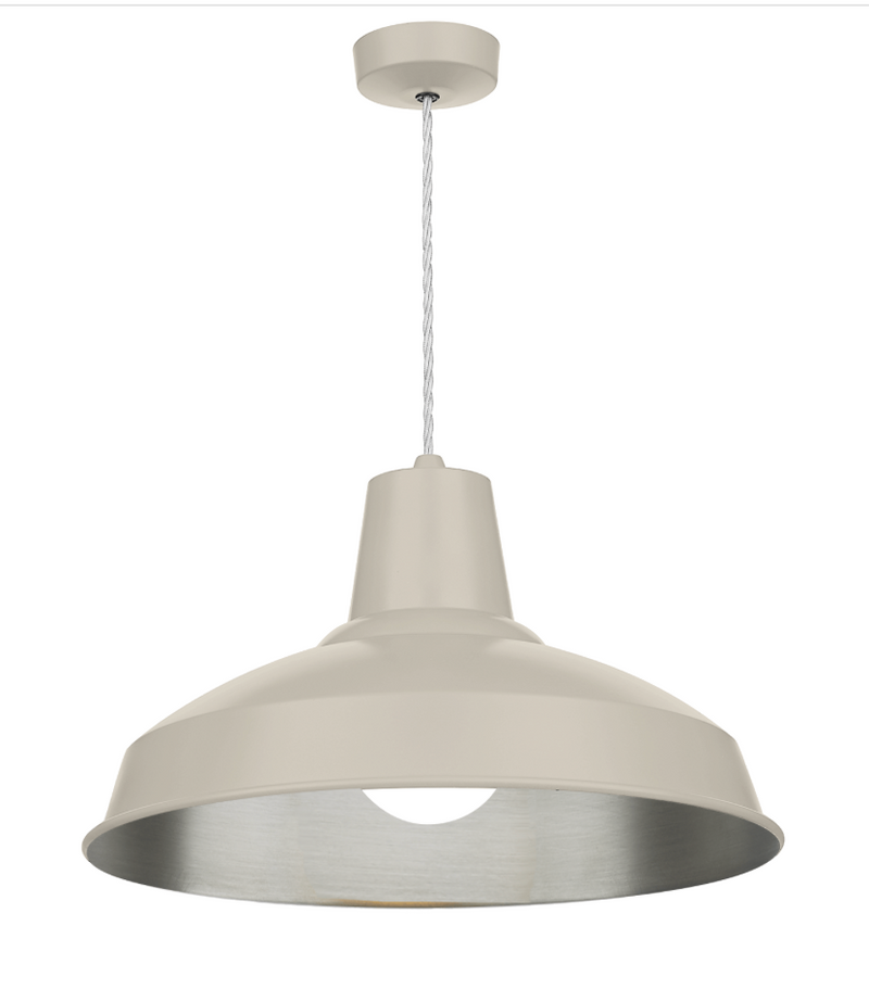 David Hunt Lighting Reclamation 1 Light Cotswold Cream/Brushed Chrome Pendant • REC0199
