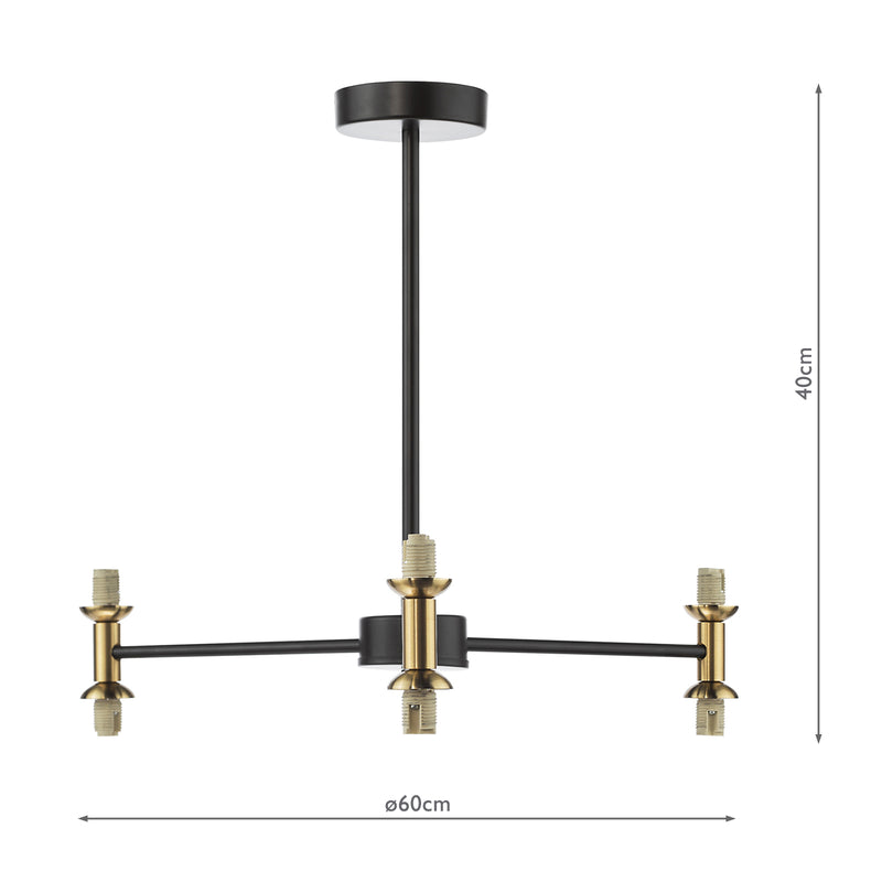Dar Lighting Takara 6 Light Semi-Flush Matt Black and Bronze Fitting Only • TAK0654-F