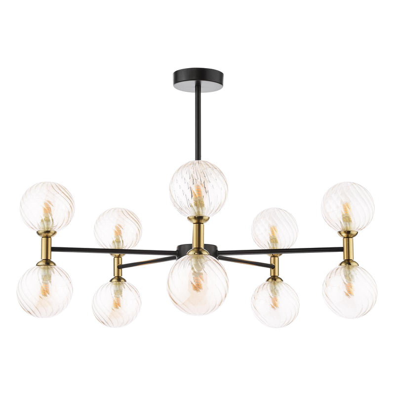 Dar Lighting Takara 10 Light Semi-Flush Matt Black and Bronze Fitting Only • TAK2354-F