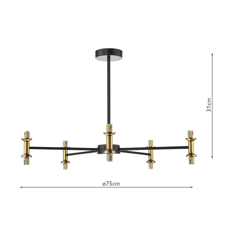 Dar Lighting Takara 10 Light Semi-Flush Matt Black and Bronze Fitting Only • TAK2354-F