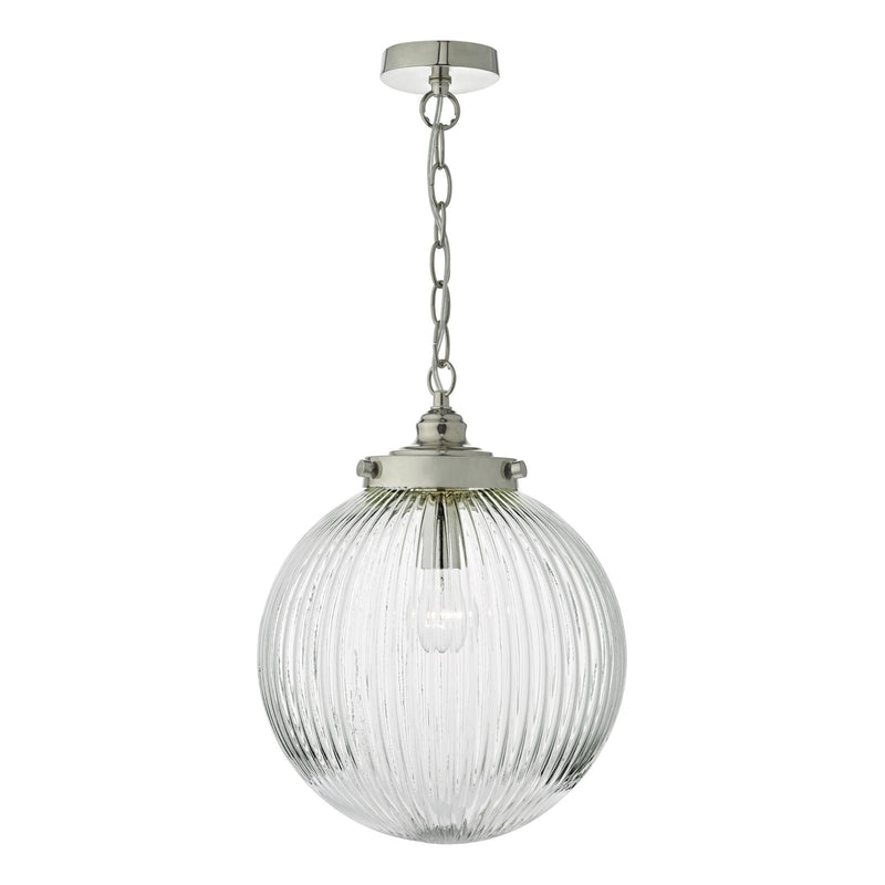 Dar Lighting Tamara Pendant Satin Nickel & Ribbed Glass • TAM0138