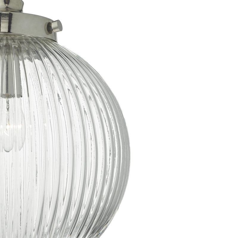 Dar Lighting Tamara Pendant Satin Nickel & Ribbed Glass • TAM0138