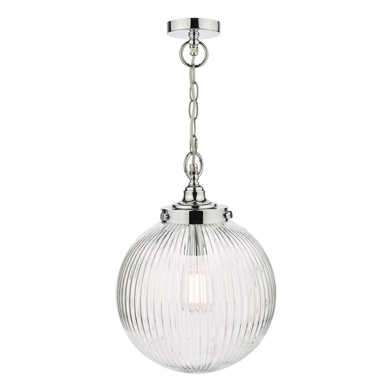 Dar Lighting Tamara Bathroom Ceiling Light Polished Chrome and Ribbed Glass IP44 • TAM0150-IP44