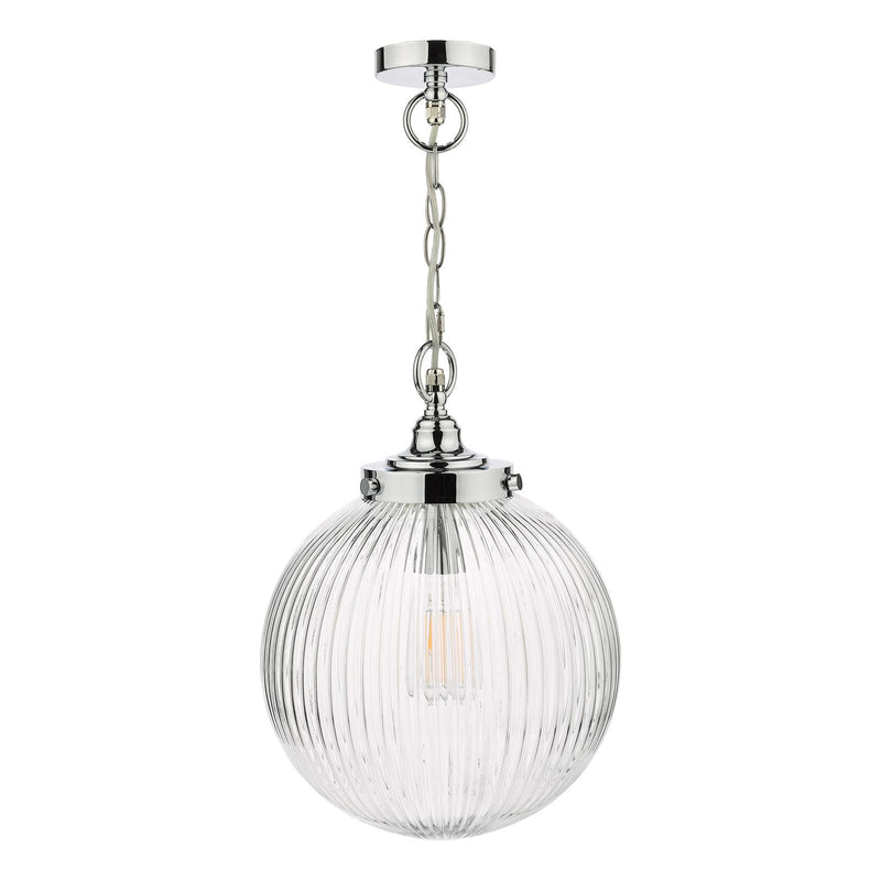 Dar Lighting Tamara Bathroom Ceiling Light Polished Chrome and Ribbed Glass IP44 • TAM0150-IP44